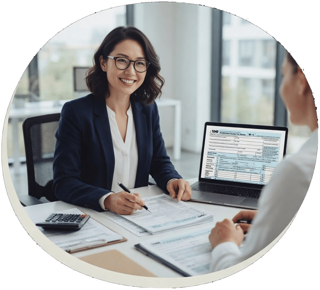 Professional Woman Preparing Taxes